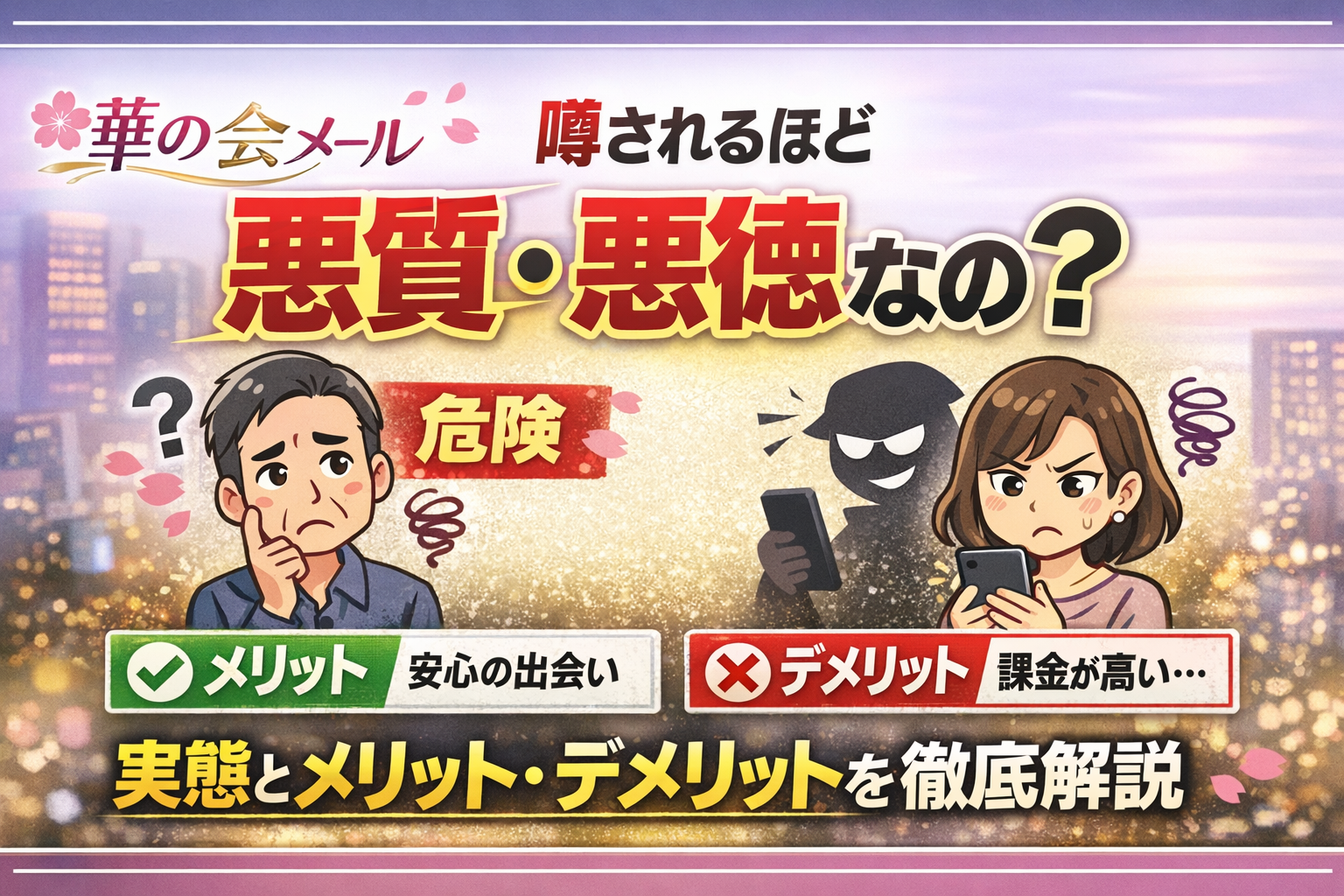 ⚠華の会メールは噂されるほど悪質・悪徳なの？実態とメリット・デメリットを徹底解説